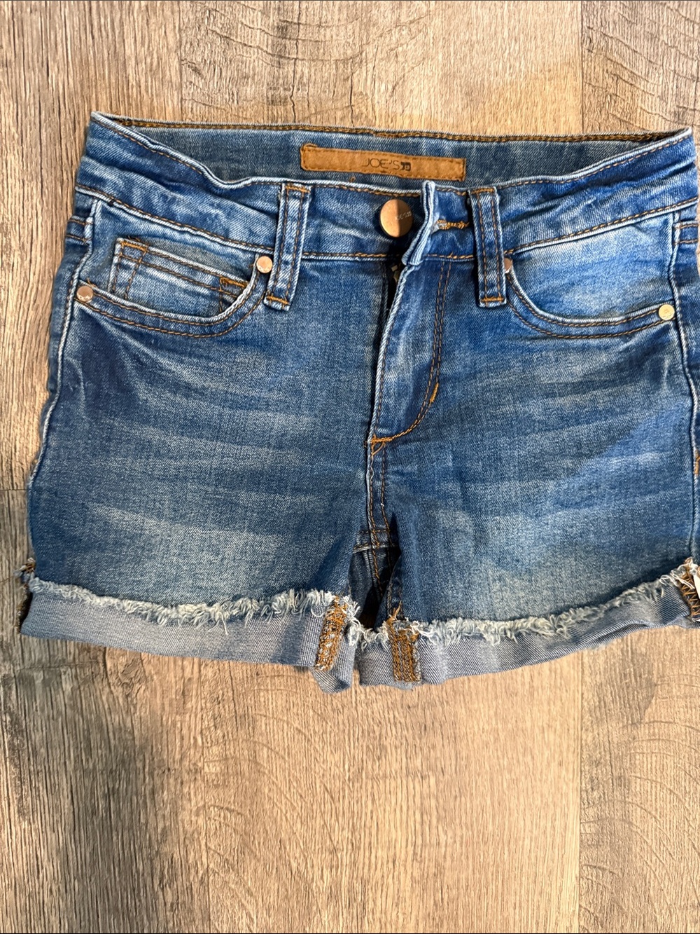 Joe's Jeans Medium Blue Frayed Hem Denim Shorts